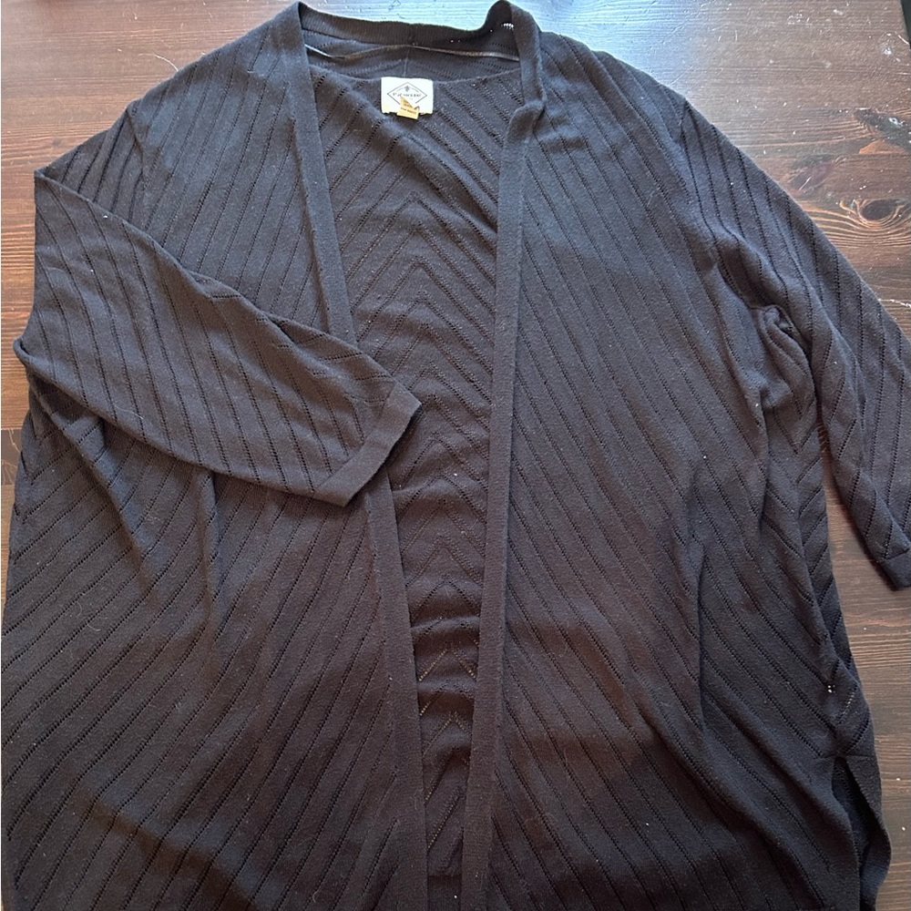St. John's Bay Black Chevron Cardigan